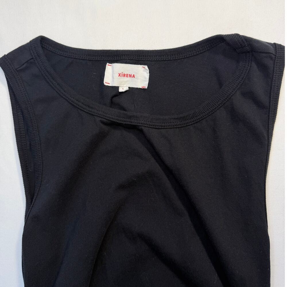 Xirena Black Maxi Dress Womens Large Ruched Side Slit Sleeveless Minimalist - Picture 5 of 9